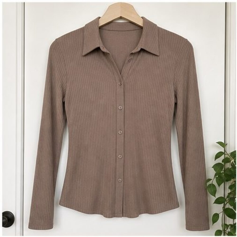 Taupe Tie Neck Blouse